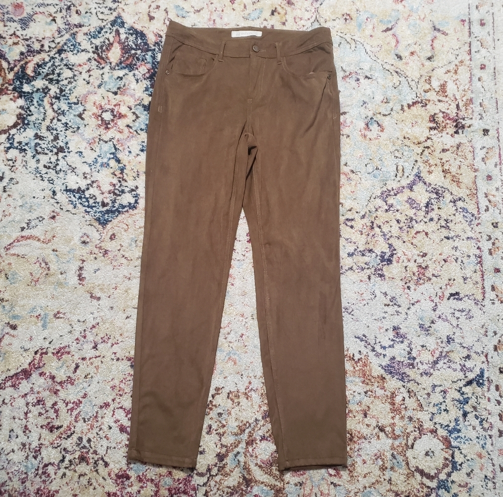 Odyn Golden Fawn Brown Faux Suede Pants Size 10
